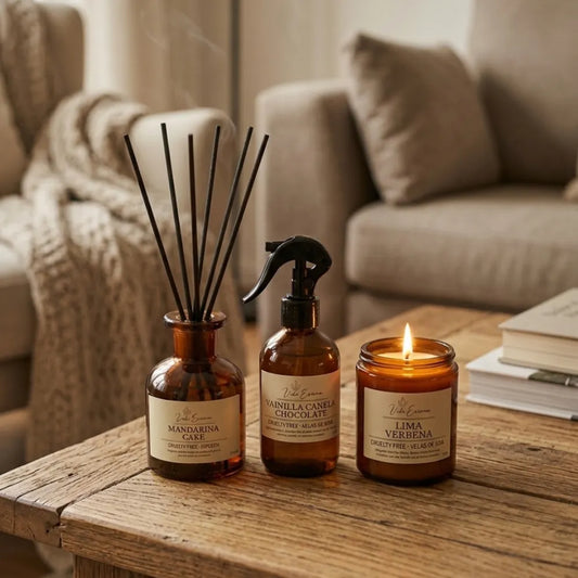 Pack Difusor de varillas, Home Spray y Vela Aromática